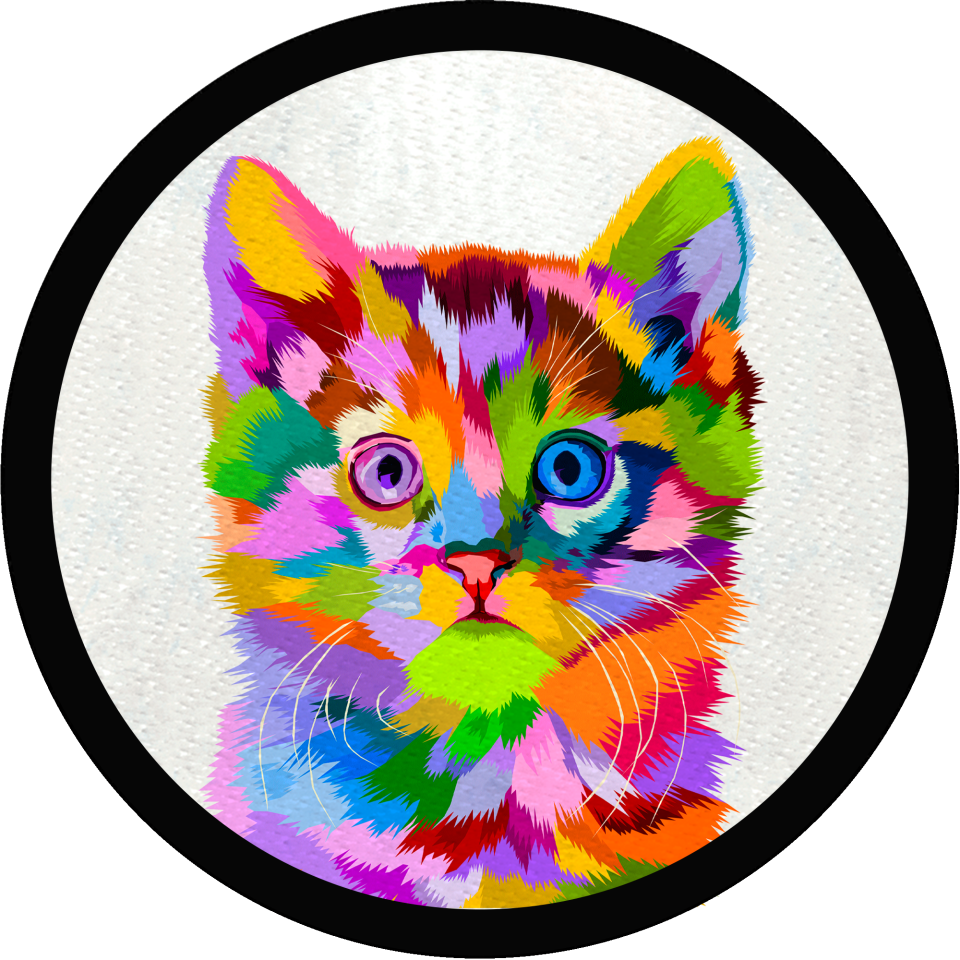 Parche redondo bebé gato colorido