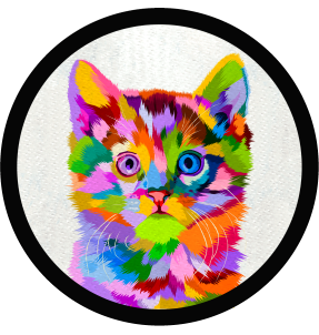 Parche redondo bebé gato colorido