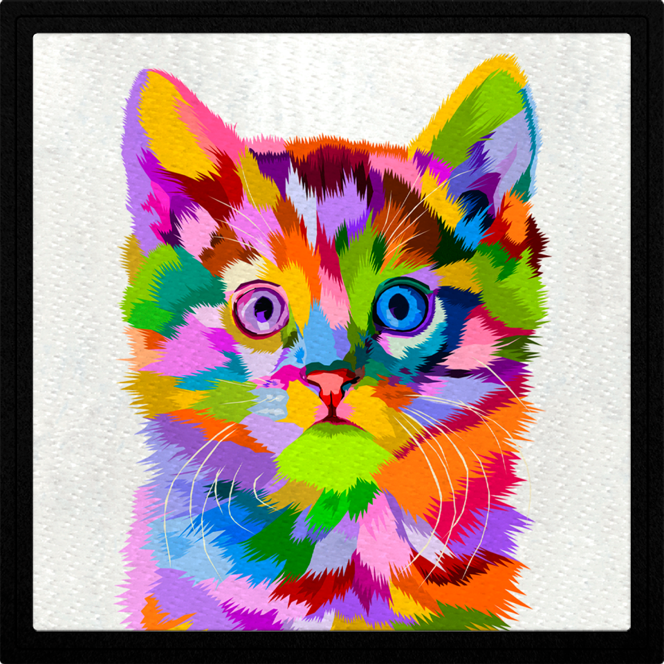 Parche cuadrado bebé gato colorido