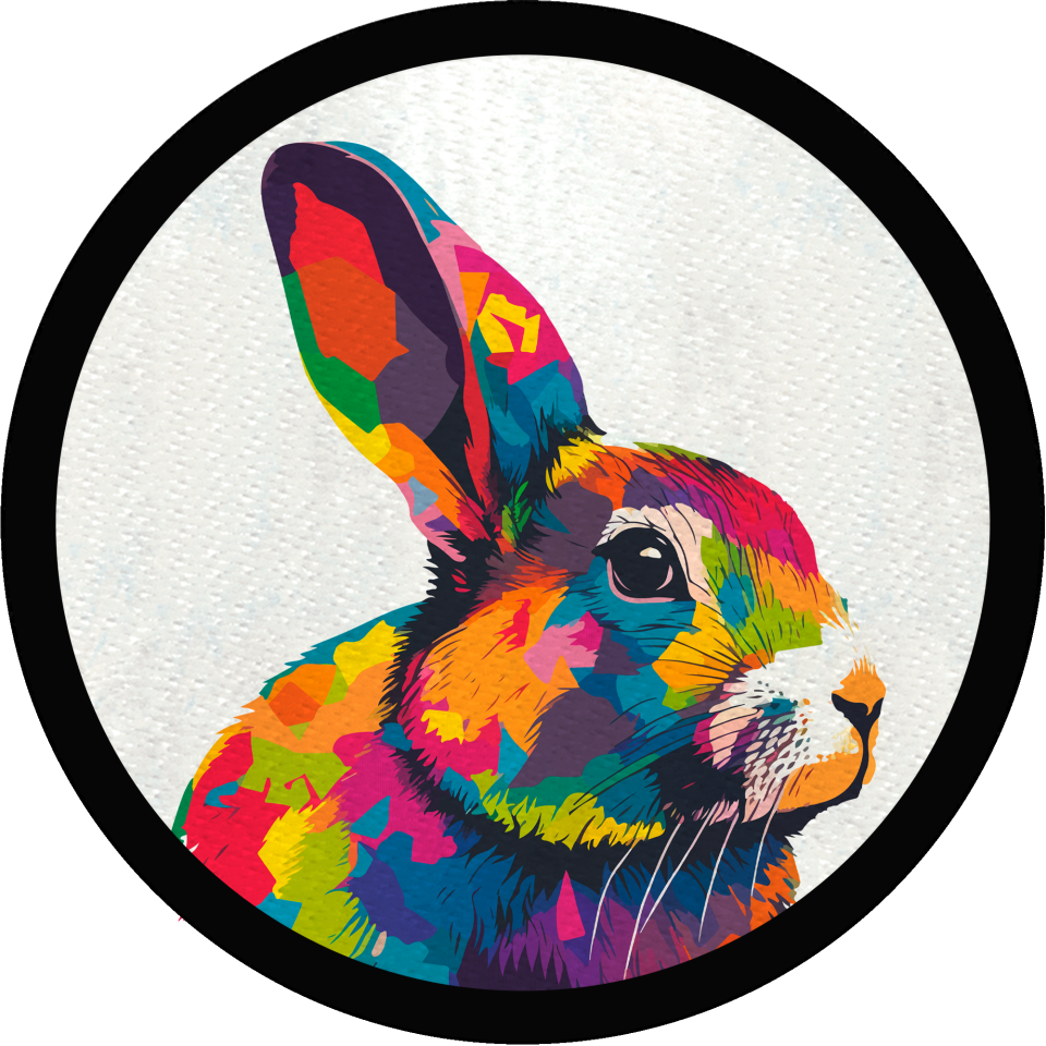 Parche redondo conejo multicolor
