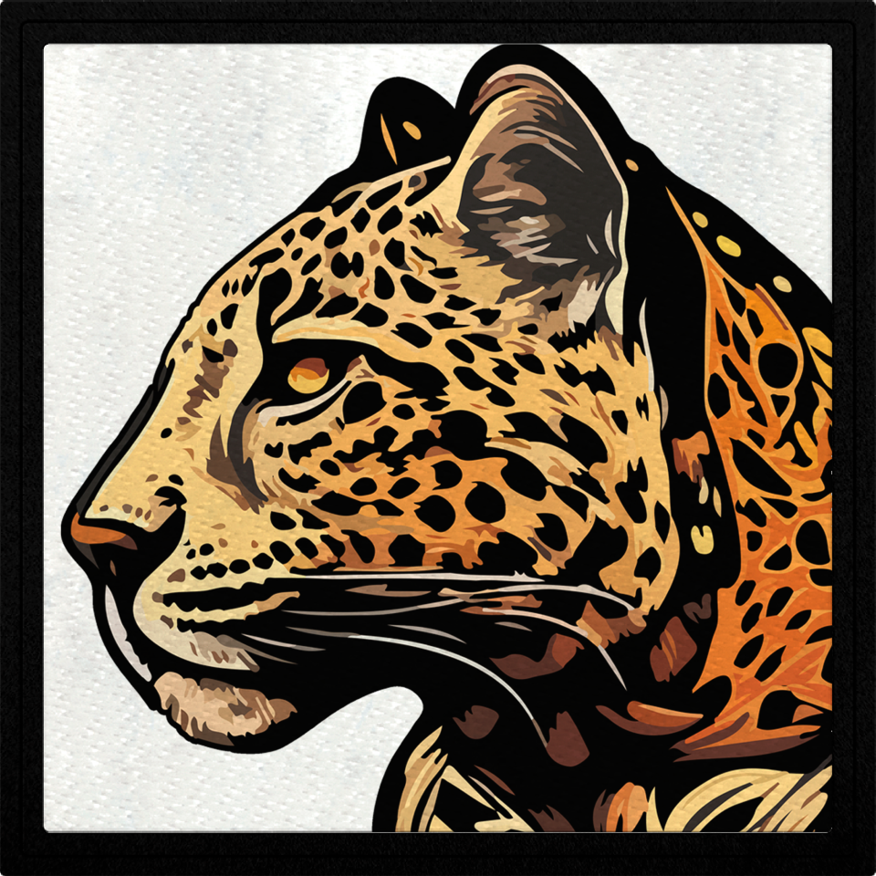 Parche cuadrado leopardo de perfil