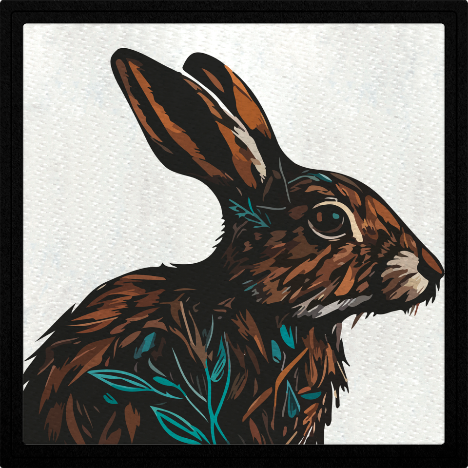 Parche cuadrado conejo de perfil