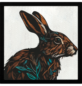 Parche cuadrado conejo de perfil