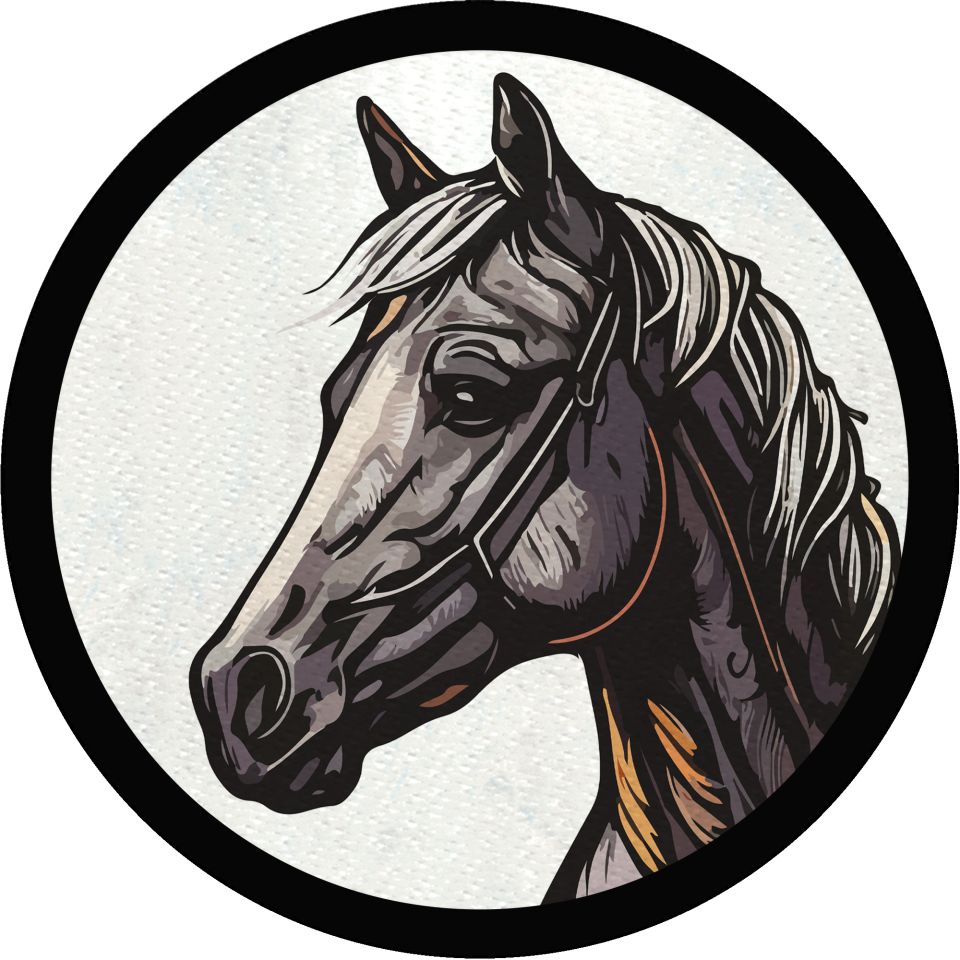 Parche redondo caballo negro