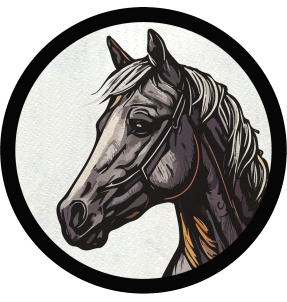 Parche redondo caballo negro