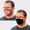 Mascarilla algodón orgánico reversible grande mahogany y negra homologada con protección +90% personalizada