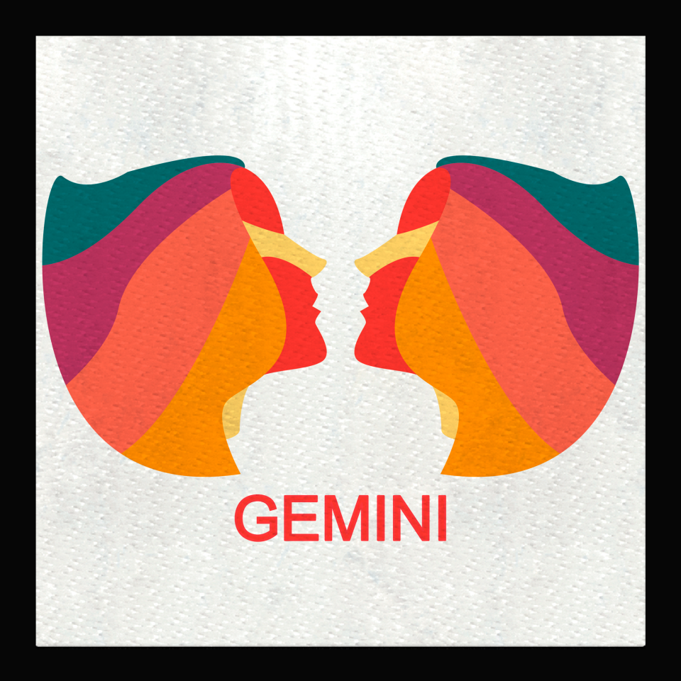 Parche cuadrado géminis multicolor