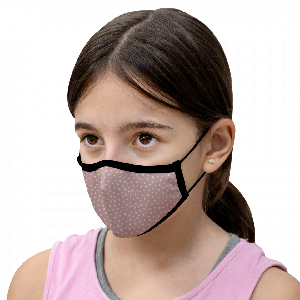 Mascarilla algodón orgánico reversible pequeña full dot pink y sun black homologada con protección +90%