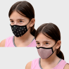 Mascarilla algodón orgánico reversible pequeña full dot pink y sun black homologada con protección +90%