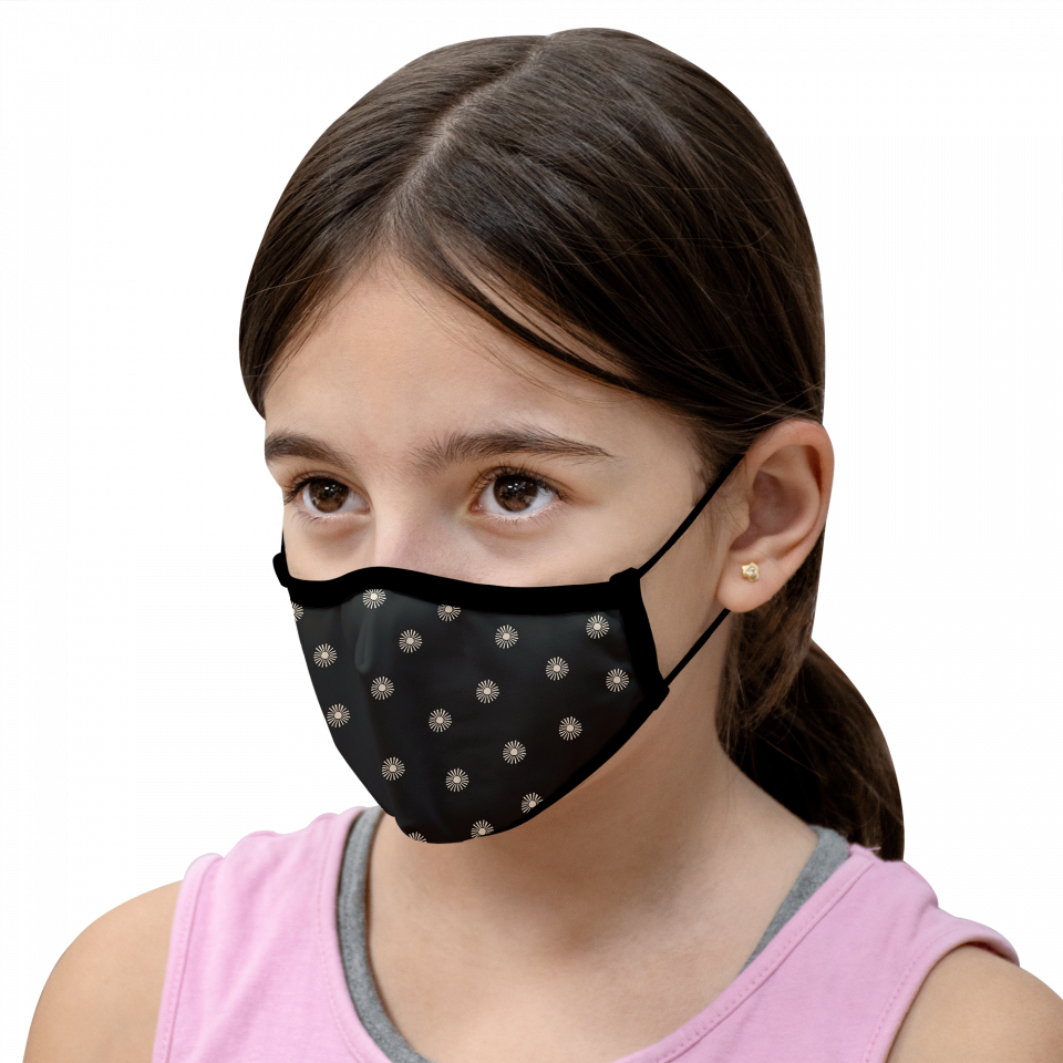 Mascarilla algodón orgánico reversible pequeña full dot pink y sun black homologada con protección +90%