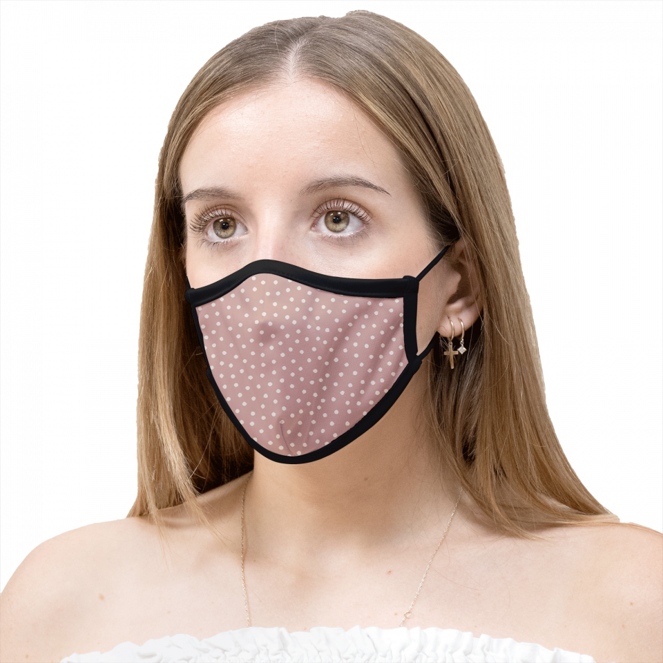 Mascarilla algodón orgánico reversible mediana full dot pink y sun black homologada con protección +90%