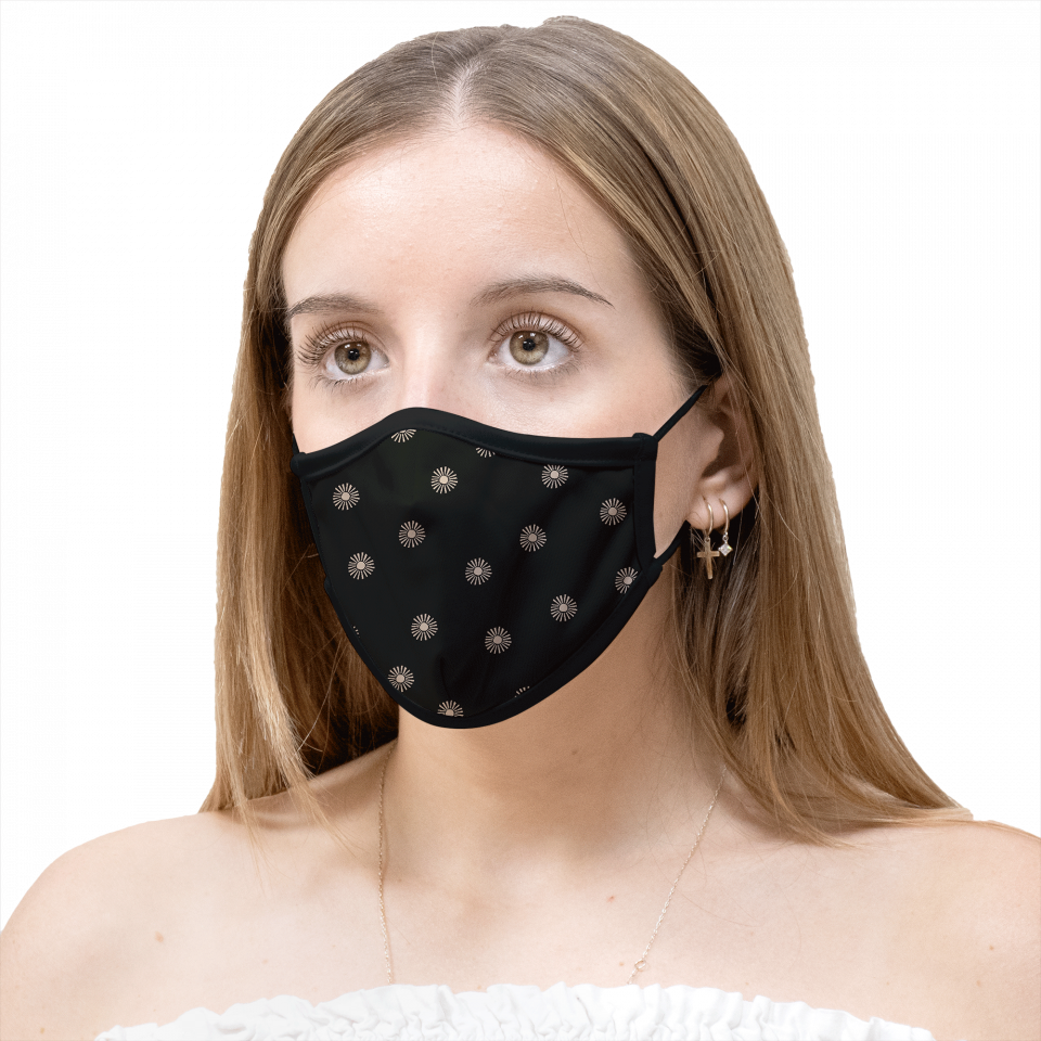 Mascarilla algodón orgánico reversible mediana full dot pink y sun black homologada con protección +90%