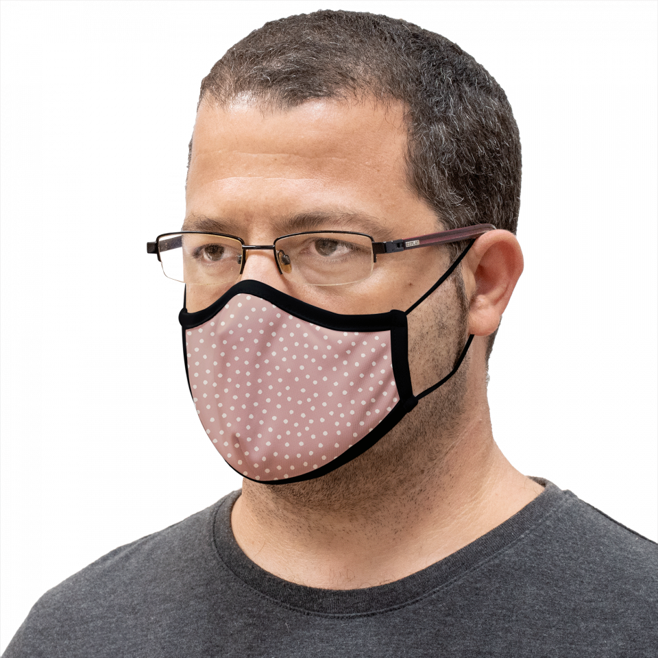 Mascarilla algodón orgánico reversible grande full dot pink y sun black homologada con protección +90%