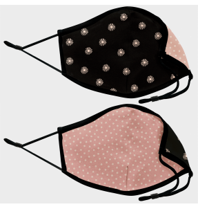 Mascarilla algodón orgánico reversible grande full dot pink y sun black homologada con protección +90%