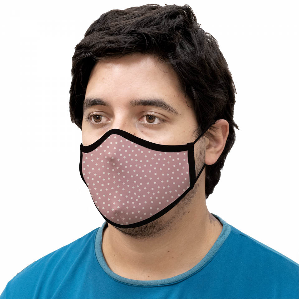 Mascarilla algodón orgánico reversible súper grande full dot pink y sun black homologada con protección +90%