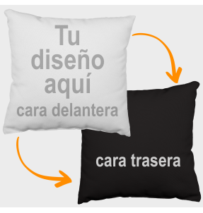 Cojín cuadrado 40x40cm personalizado delante y cara trasera negra