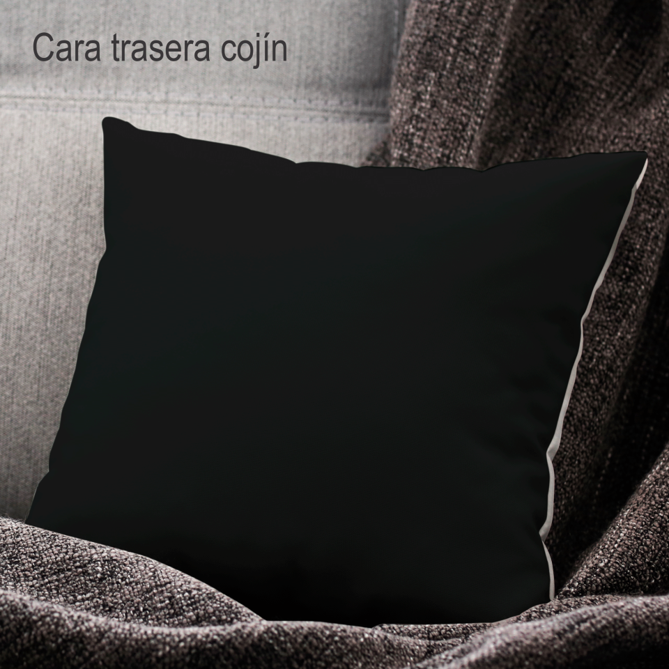 Cojín cuadrado 40x40cm personalizado delante y cara trasera negra