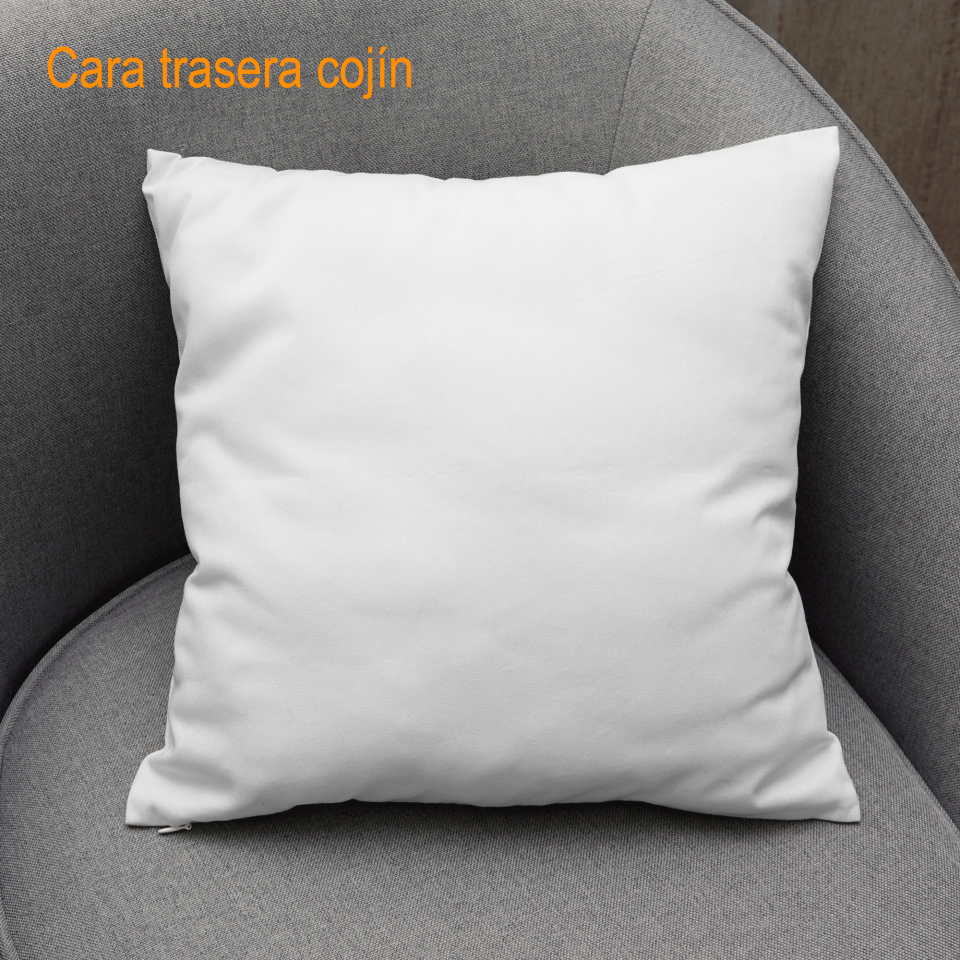 Cojín cuadrado 30x30cm personalizado delante y cara trasera blanca