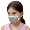 Mascarilla algodón orgánico reversible pequeña full dot dark red y ditsy flower pink homologada con protección +90%