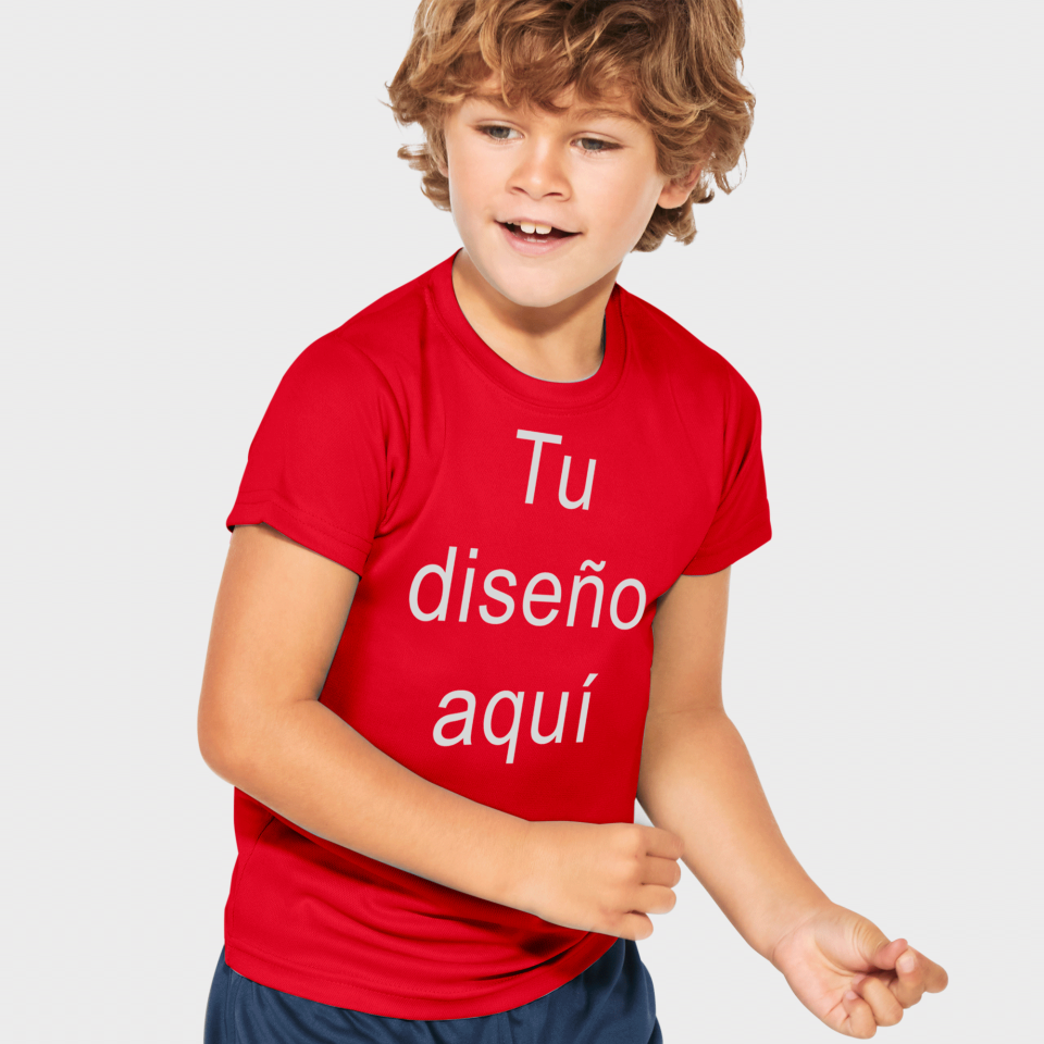 Camiseta técnica deportiva niño personalizada urgente