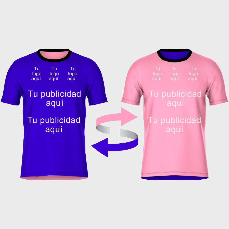 Camiseta fútbol REVERSIBLE sublimada colores planos personalizada