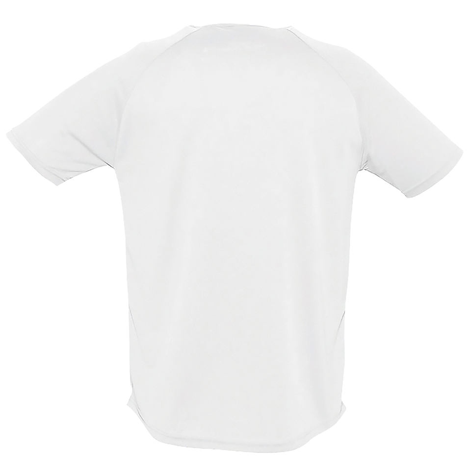 Camiseta técnica con ribeteado en el cuello blanca tallas grandes personalizada