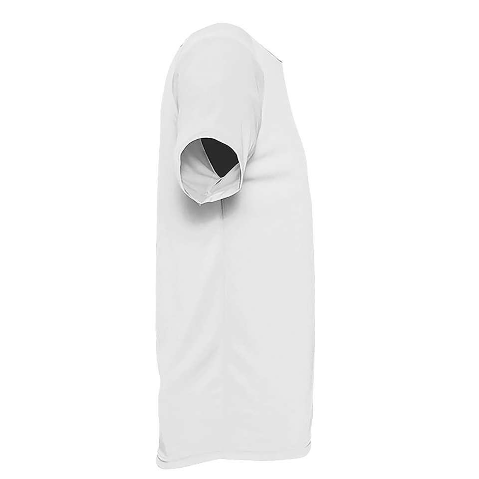 Camiseta técnica con ribeteado en el cuello blanca tallas grandes personalizada