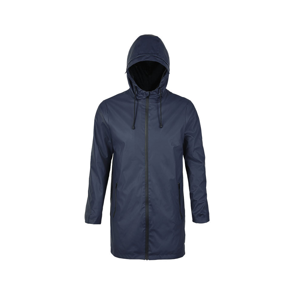Chaqueta larga impermeable con capucha personalizada