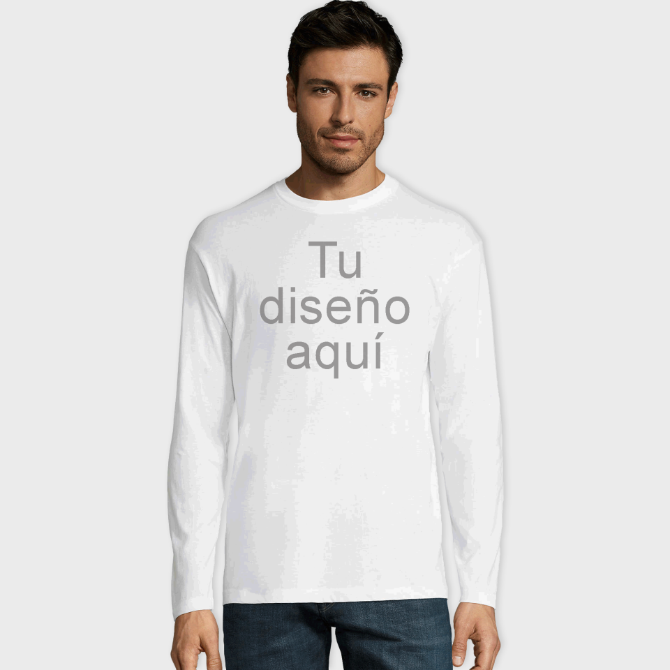 Camiseta tallas grandes manga larga básica blanca personalizada