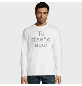 Camiseta tallas grandes manga larga básica blanca personalizada