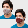 Mascarilla algodón orgánico reversible súper grande full dot dark red y ditsy flower pink homologada con protección +90%