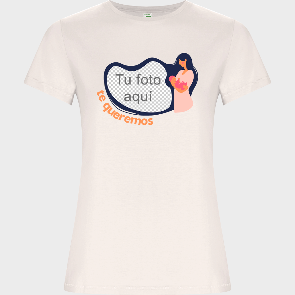 Camiseta de algodón orgánico para el día de la madre diseño Madre con bebé