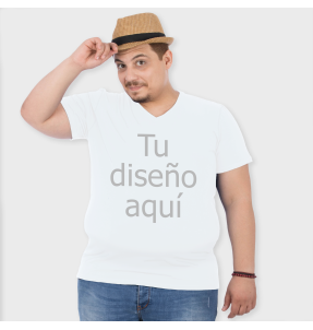 Camiseta 3XL cuello pico blanca personalizada