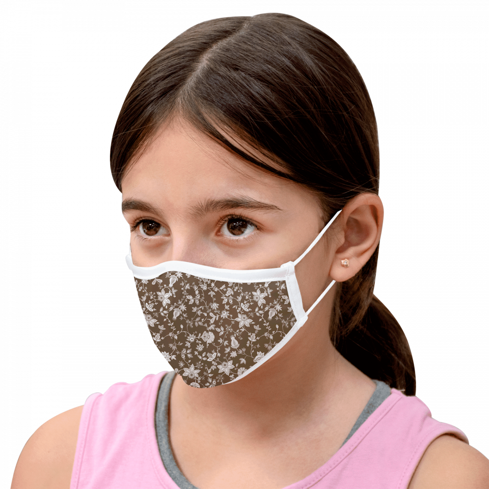 Mascarilla algodón orgánico reversible pequeña provençal flower stone  y geo tie blue homologada con protección +90%