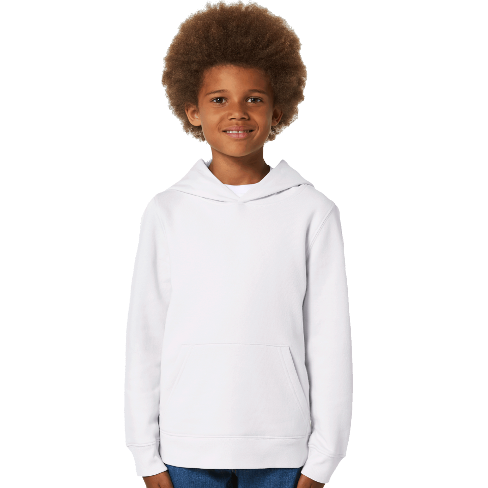 Sudadera blanca niño con capucha de algodón orgánico Stanley/Stella Mini Cruiser personalizada