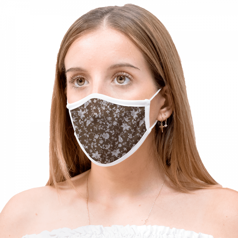 Mascarilla algodón orgánico reversible mediana provençal flower stone  y geo tie blue homologada con protección +90%