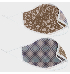 Mascarilla algodón orgánico reversible grande provençal flower stone y geo tie blue homologada con protección +90%