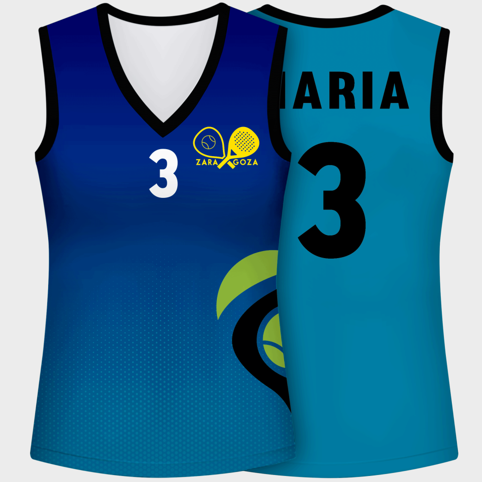 Camiseta pádel mujer sin mangas sublimada modelo degradado