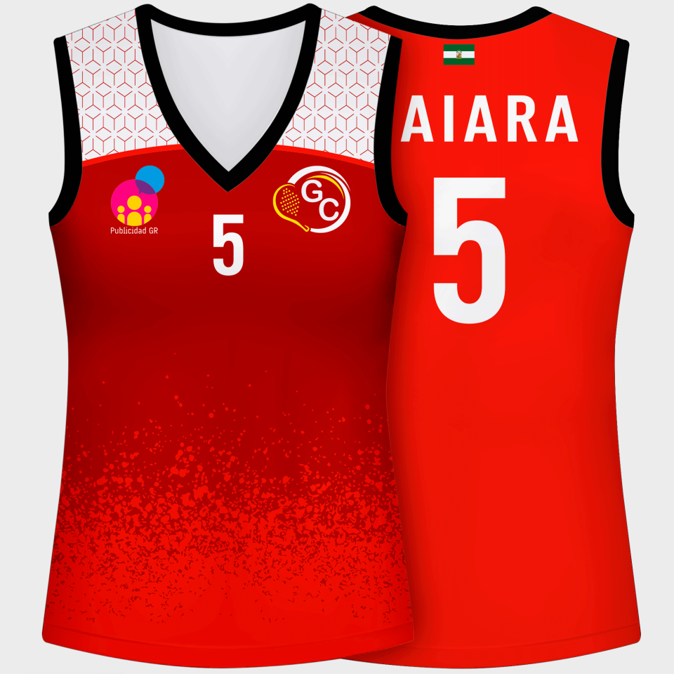 Camiseta pádel mujer sin mangas sublimada modelo corte