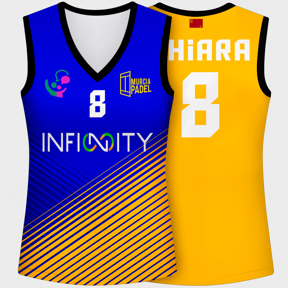 Camiseta pádel mujer sin mangas sublimada modelo rayas