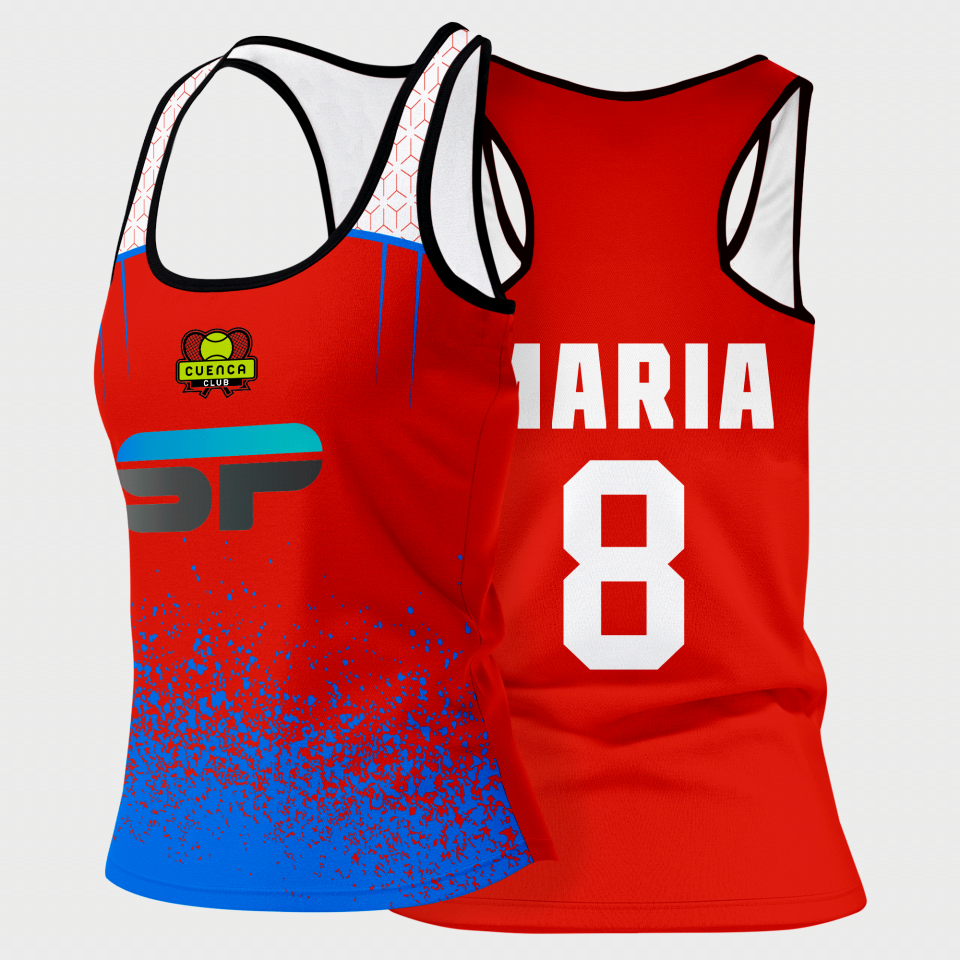 Camiseta pádel mujer tirantes sublimada modelo corte