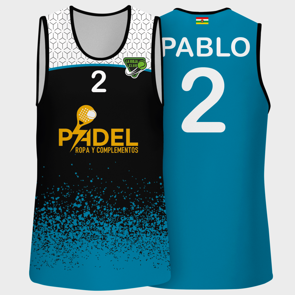 Camiseta pádel sin mangas sublimada modelo corte