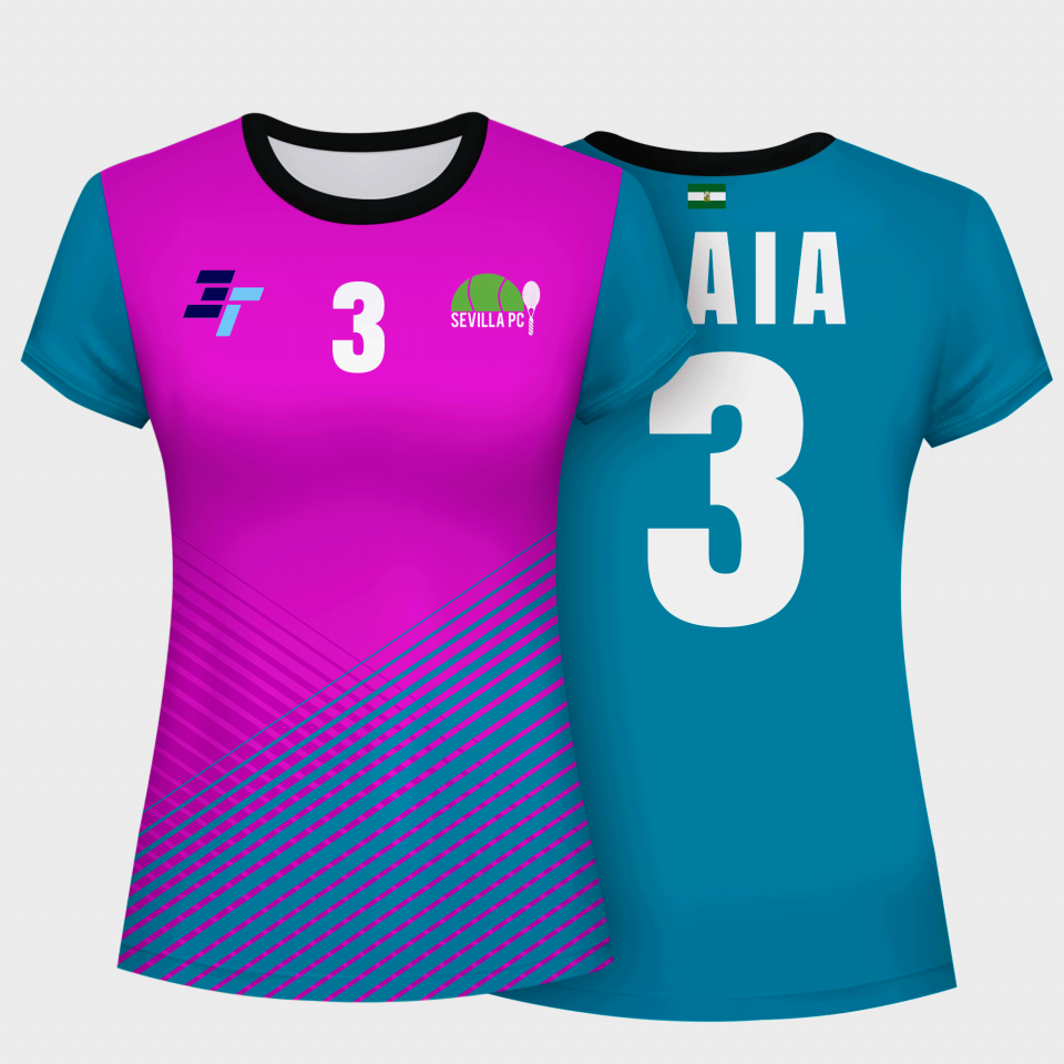 Camiseta pádel mujer manga corta sublimada modelo rayas