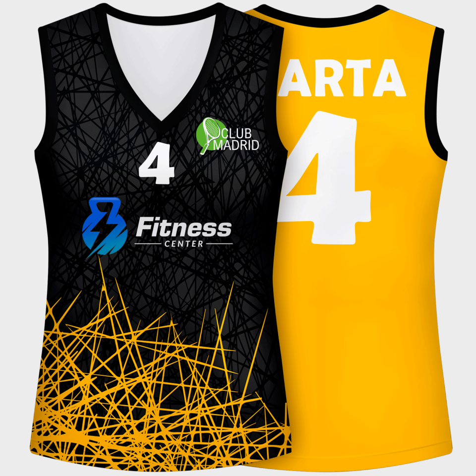 Camiseta pádel mujer sin mangas sublimada modelo líneas