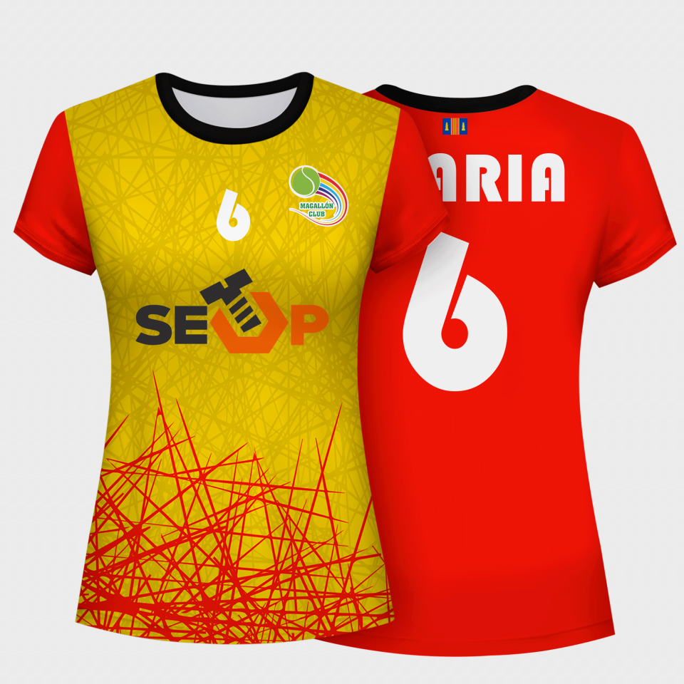 Camiseta pádel mujer manga corta  sublimada modelo líneas