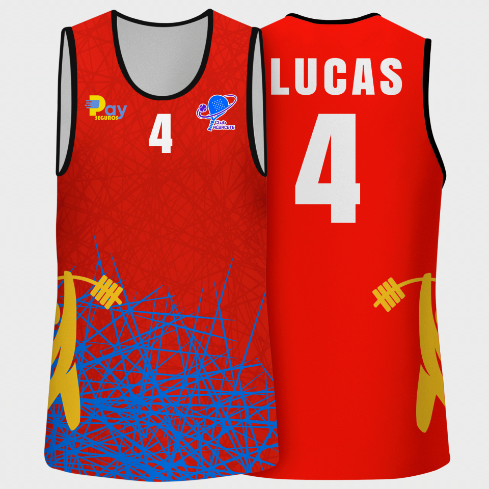 Camiseta pádel sin mangas sublimada modelo líneas