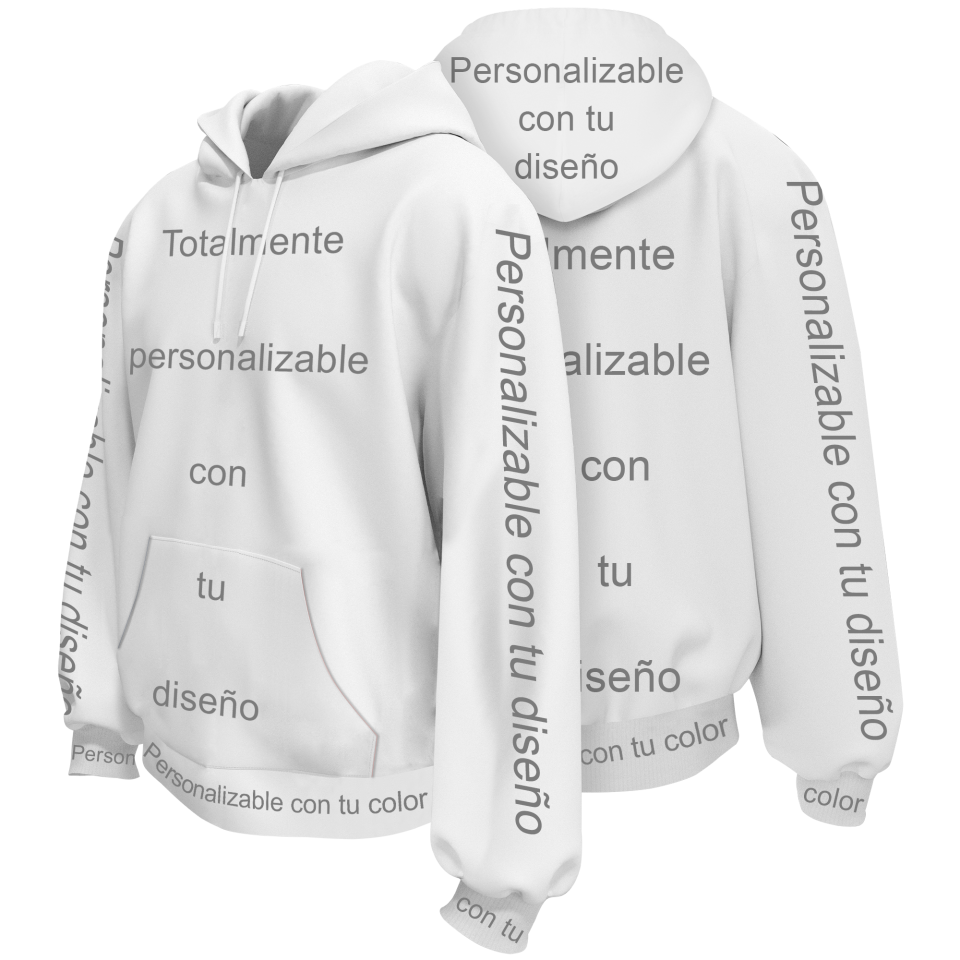 Sudadera con capucha y canguro 100% fullprint personalizada