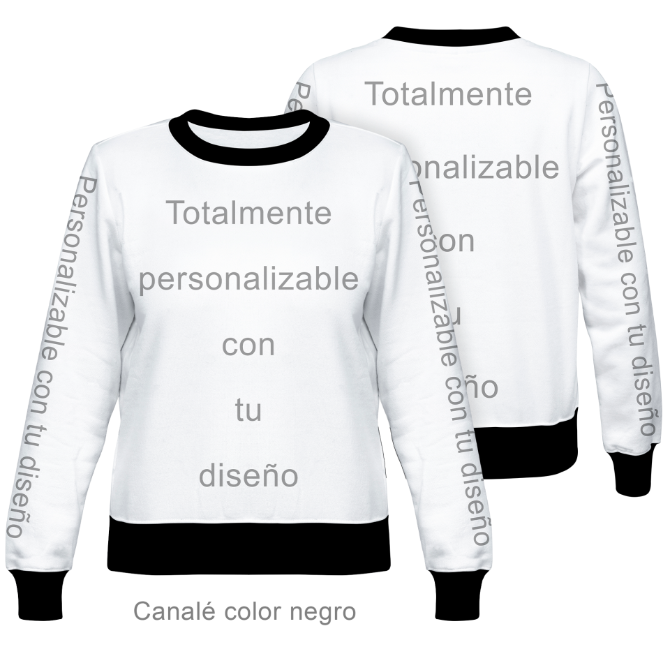 Sudadera cuello redondo de mujer 100% fullprint personalizada
