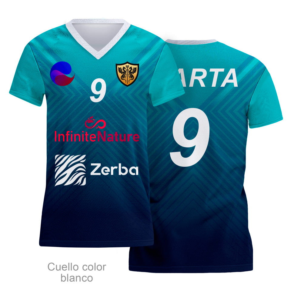 Camiseta multideporte cuello pico de mujer 100% fullprint personalizada