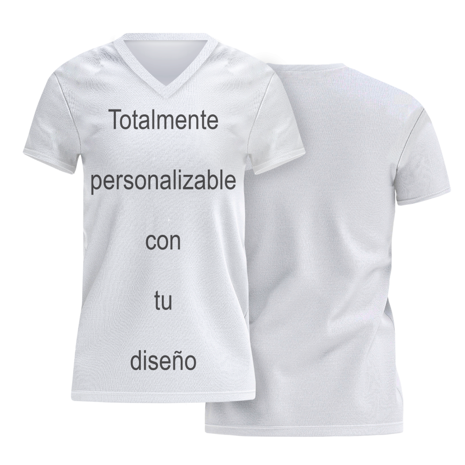 Camiseta multideporte cuello pico de mujer fullprint por delante personalizada